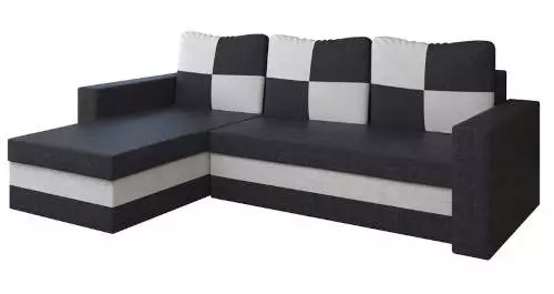 Čiernobiela rohová sedacia súprava v tvare šachovnice