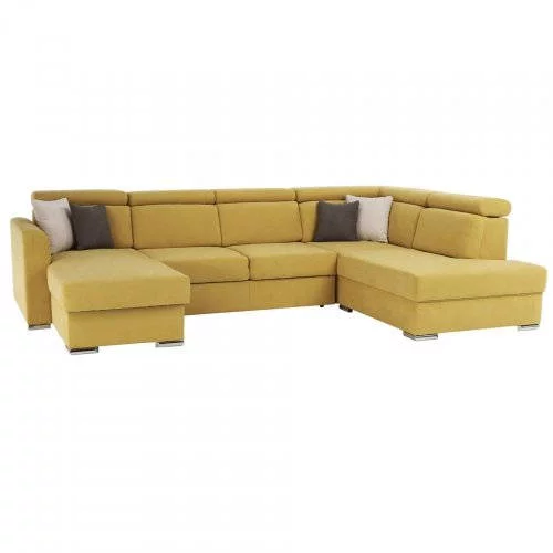 Luxusná žltá sedaci v tvare U s úložným priestorom